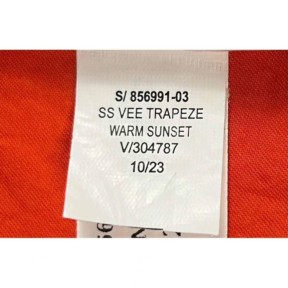 Old Navy SS Vee Trapeze Puff Sleeve Top Warm Sunset Orange Small Petite